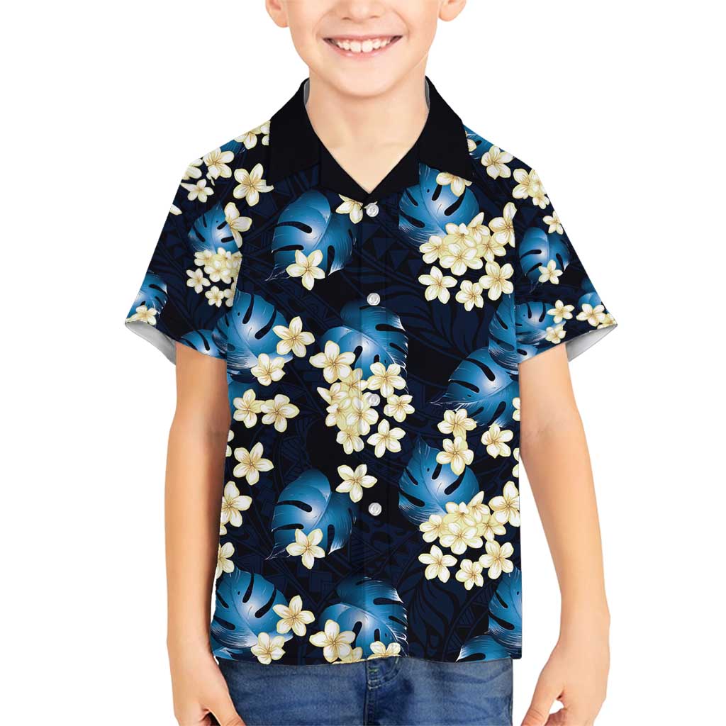 Blue Tropical Hawaii Family Matching Summer Maxi Dress and Hawaiian Shirt Seamless Monstera Plumeria Hawaiian Pattern LT14 Son's Shirt Blue - Polynesian Pride