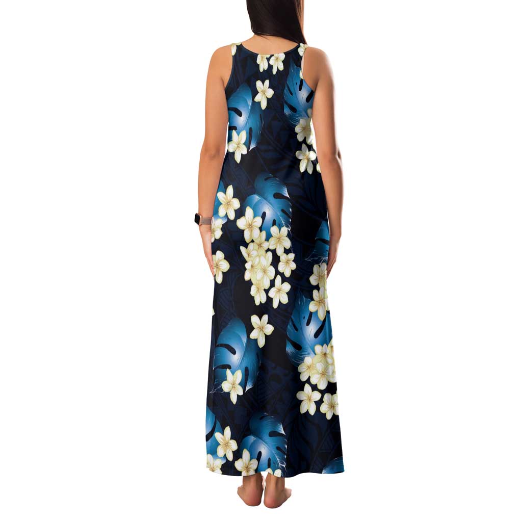 Blue Tropical Hawaii Family Matching Tank Maxi Dress and Hawaiian Shirt Seamless Monstera Plumeria Hawaiian Pattern LT14 - Polynesian Pride
