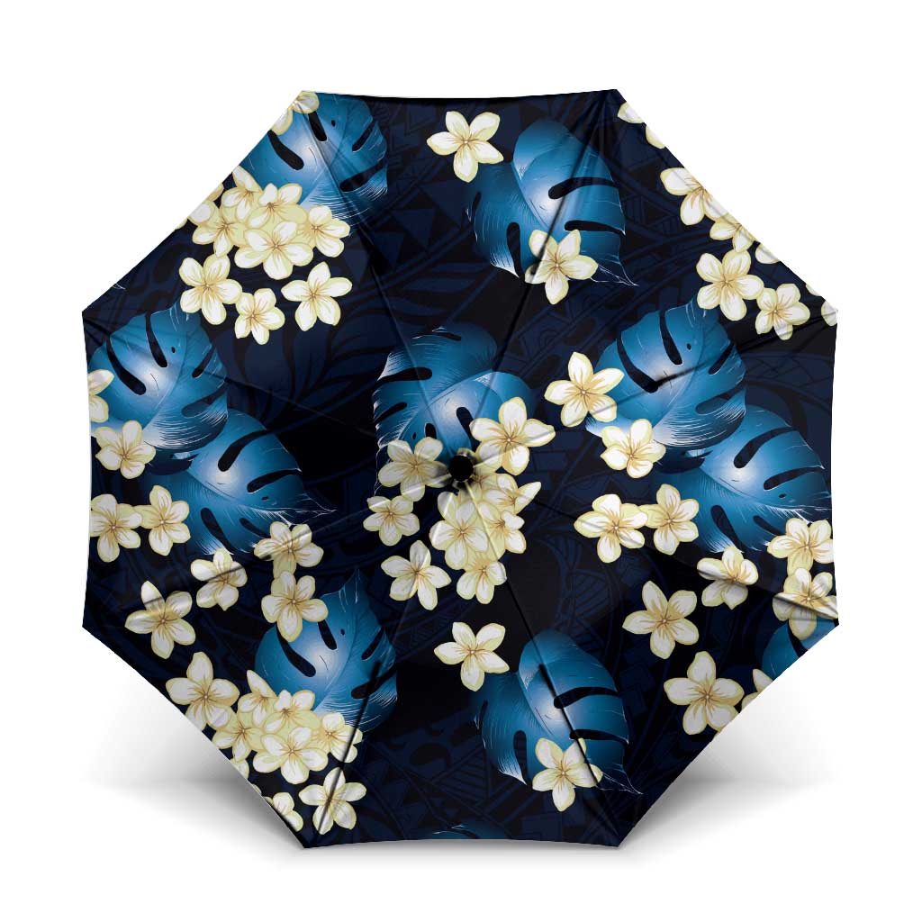 Blue Tropical Hawaii Umbrella Seamless Monstera Plumeria Hawaiian Pattern - Polynesian Pride