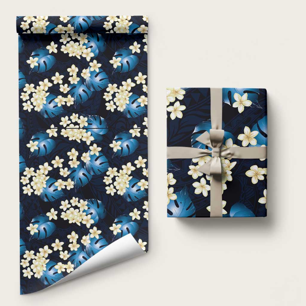 Blue Tropical Hawaii Wrapping Paper Seamless Monstera Plumeria Hawaiian Pattern - Polynesian Pride
