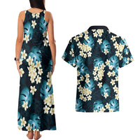 Dark Cyan Tropical Hawaii Couples Matching Tank Maxi Dress and Hawaiian Shirt Seamless Monstera Plumeria Hawaiian Pattern LT14 - Polynesian Pride