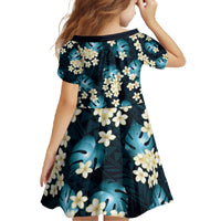 Dark Cyan Tropical Hawaii Family Matching Off The Shoulder Long Sleeve Dress and Hawaiian Shirt Seamless Monstera Plumeria Hawaiian Pattern LT14 - Polynesian Pride