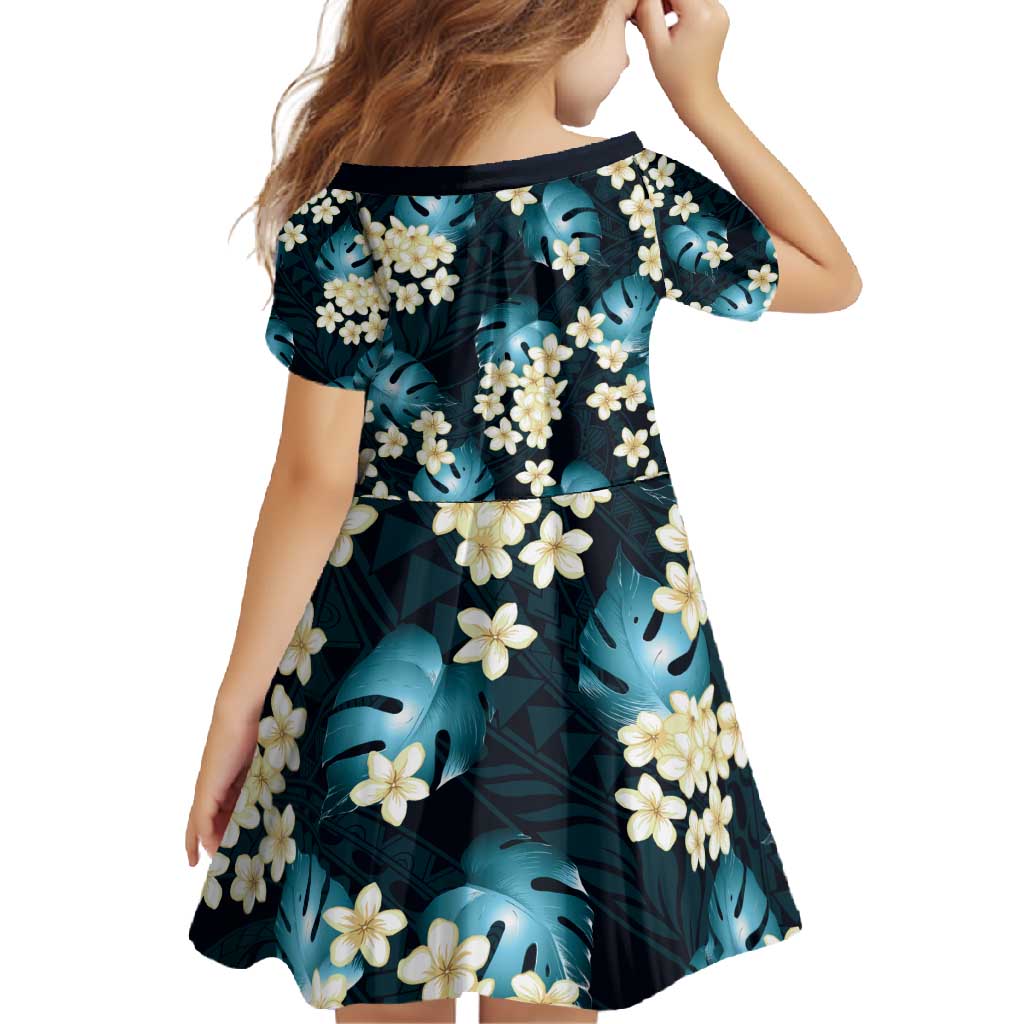 Dark Cyan Tropical Hawaii Family Matching Off Shoulder Maxi Dress and Hawaiian Shirt Seamless Monstera Plumeria Hawaiian Pattern LT14 - Polynesian Pride