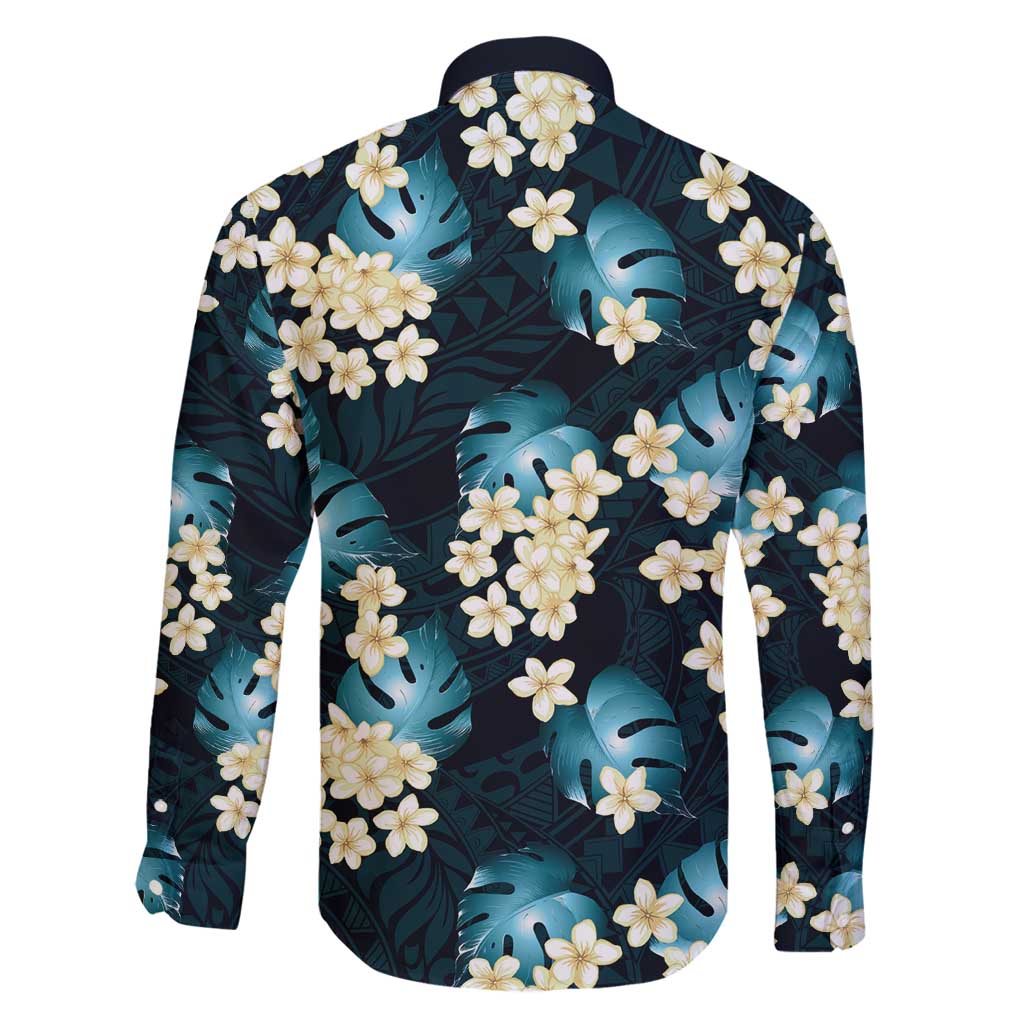Dark Cyan Tropical Hawaii Family Matching Off Shoulder Short Dress and Hawaiian Shirt Seamless Monstera Plumeria Hawaiian Pattern LT14 - Polynesian Pride