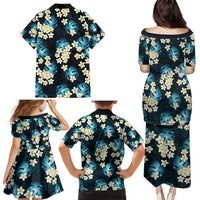 Dark Cyan Tropical Hawaii Family Matching Puletasi and Hawaiian Shirt Seamless Monstera Plumeria Hawaiian Pattern LT14 - Polynesian Pride