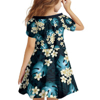 Dark Cyan Tropical Hawaii Family Matching Short Sleeve Bodycon Dress and Hawaiian Shirt Seamless Monstera Plumeria Hawaiian Pattern LT14 - Polynesian Pride