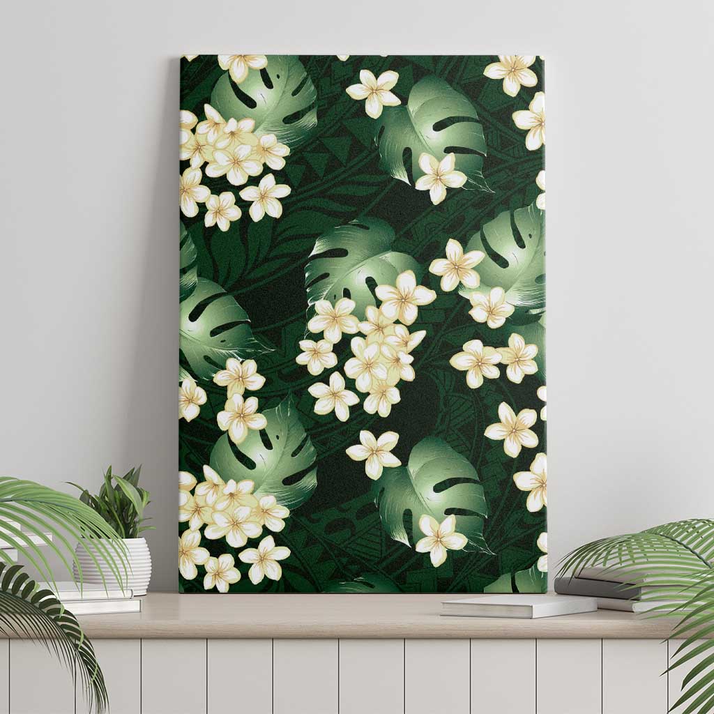 Green Tropical Hawaii Canvas Wall Art Seamless Monstera Plumeria Hawaiian Pattern LT14 - Polynesian Pride
