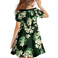 Green Tropical Hawaii Family Matching Long Sleeve Bodycon Dress and Hawaiian Shirt Seamless Monstera Plumeria Hawaiian Pattern LT14 - Polynesian Pride