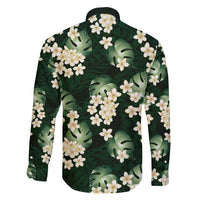 Green Tropical Hawaii Family Matching Mermaid Dress and Hawaiian Shirt - Seamless Monstera Plumeria Hawaiian Pattern LT14 - Polynesian Pride