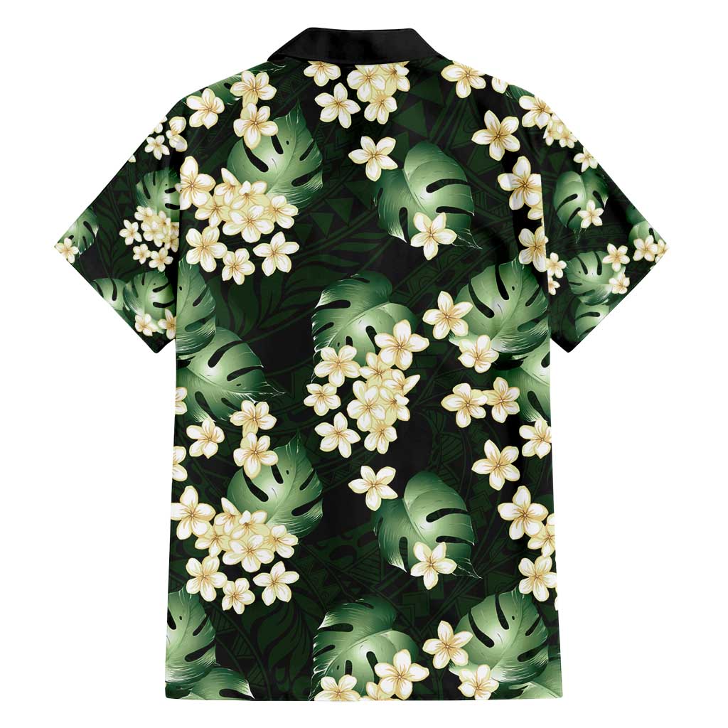 Green Tropical Hawaii Family Matching Off Shoulder Short Dress and Hawaiian Shirt Seamless Monstera Plumeria Hawaiian Pattern LT14 - Polynesian Pride