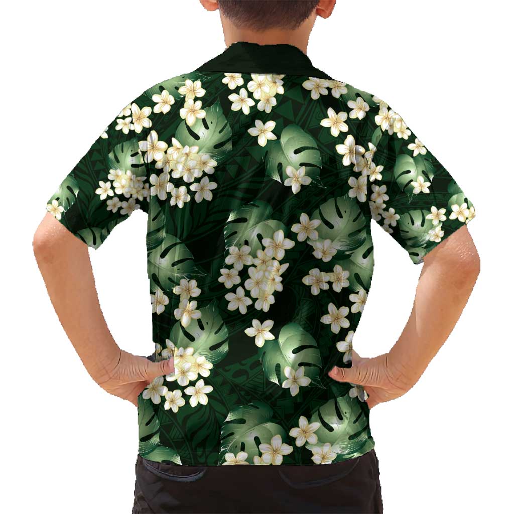 Green Tropical Hawaii Family Matching Puletasi and Hawaiian Shirt Seamless Monstera Plumeria Hawaiian Pattern LT14 - Polynesian Pride