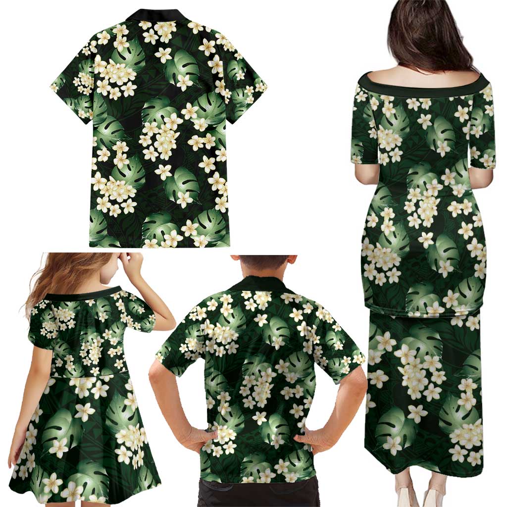 Green Tropical Hawaii Family Matching Puletasi and Hawaiian Shirt Seamless Monstera Plumeria Hawaiian Pattern LT14 - Polynesian Pride