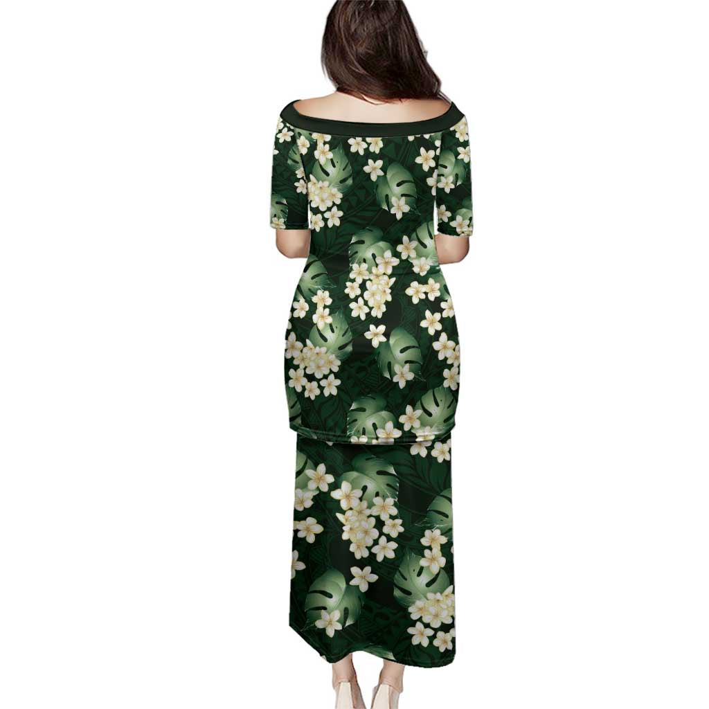Green Tropical Hawaii Family Matching Puletasi and Hawaiian Shirt Seamless Monstera Plumeria Hawaiian Pattern LT14 - Polynesian Pride