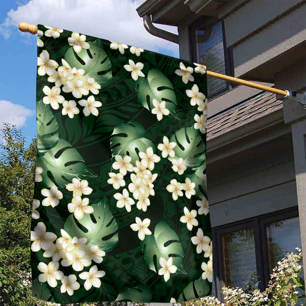 Green Tropical Hawaii Garden Flag Seamless Monstera Plumeria Hawaiian Pattern LT14 - Polynesian Pride