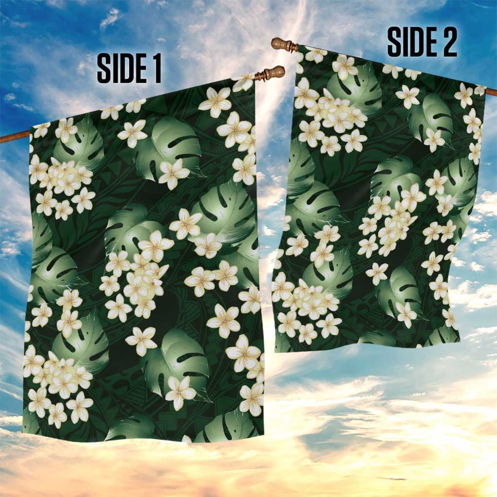 Green Tropical Hawaii Garden Flag Seamless Monstera Plumeria Hawaiian Pattern LT14 - Polynesian Pride