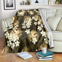 Gold Tropical Hawaii Blanket Seamless Monstera Plumeria Hawaiian Pattern - Polynesian Pride