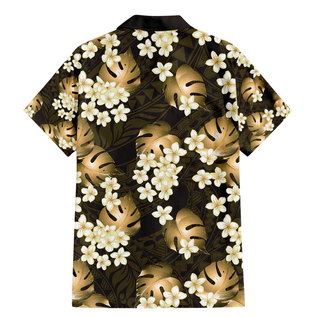 Gold Tropical Hawaii Family Matching Mermaid Dress and Hawaiian Shirt Seamless Monstera Plumeria Hawaiian Pattern LT14 - Polynesian Pride