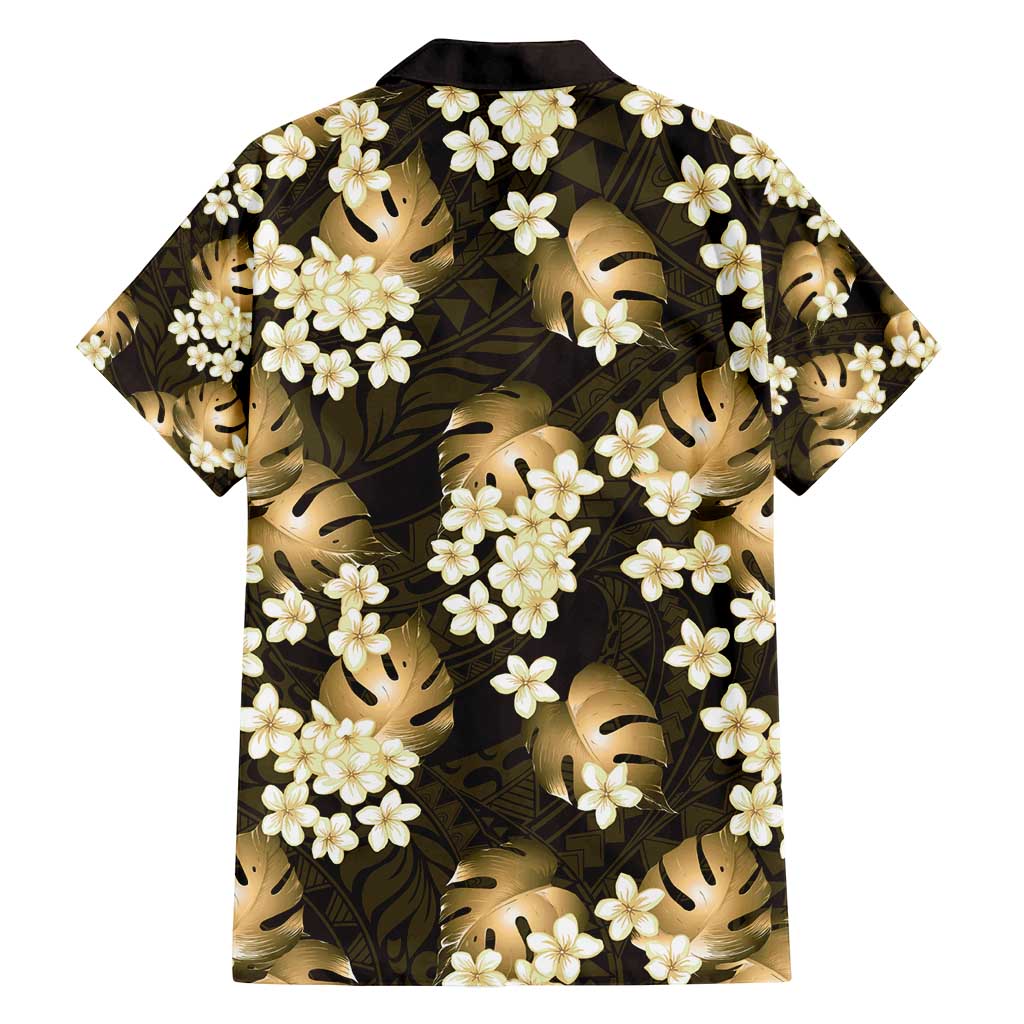 Gold Tropical Hawaii Family Matching Summer Maxi Dress and Hawaiian Shirt Seamless Monstera Plumeria Hawaiian Pattern LT14 - Polynesian Pride