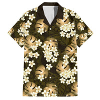 Gold Tropical Hawaii Family Matching Tank Maxi Dress and Hawaiian Shirt Seamless Monstera Plumeria Hawaiian Pattern LT14 Dad's Shirt - Short Sleeve Gold - Polynesian Pride