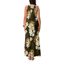 Gold Tropical Hawaii Family Matching Tank Maxi Dress and Hawaiian Shirt Seamless Monstera Plumeria Hawaiian Pattern LT14 - Polynesian Pride