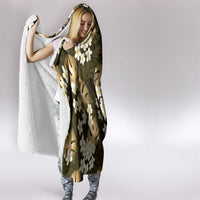 Gold Tropical Hawaii Hooded Blanket Seamless Monstera Plumeria Hawaiian Pattern - Polynesian Pride