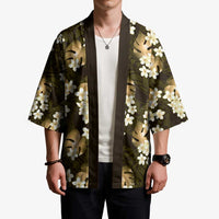 Gold Tropical Hawaii Kimono Seamless Monstera Plumeria Hawaiian Pattern - Polynesian Pride