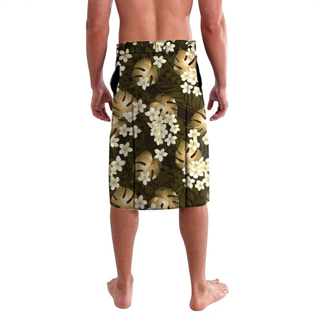 Gold Tropical Hawaii Lavalava Seamless Monstera Plumeria Hawaiian Pattern LT14 - Polynesian Pride