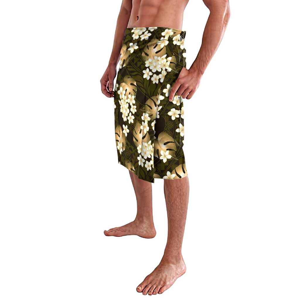 Gold Tropical Hawaii Lavalava Seamless Monstera Plumeria Hawaiian Pattern LT14 - Polynesian Pride