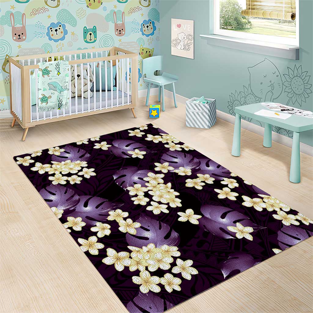 Purple Tropical Hawaii Area Rug Seamless Monstera Plumeria Hawaiian Pattern - Polynesian Pride