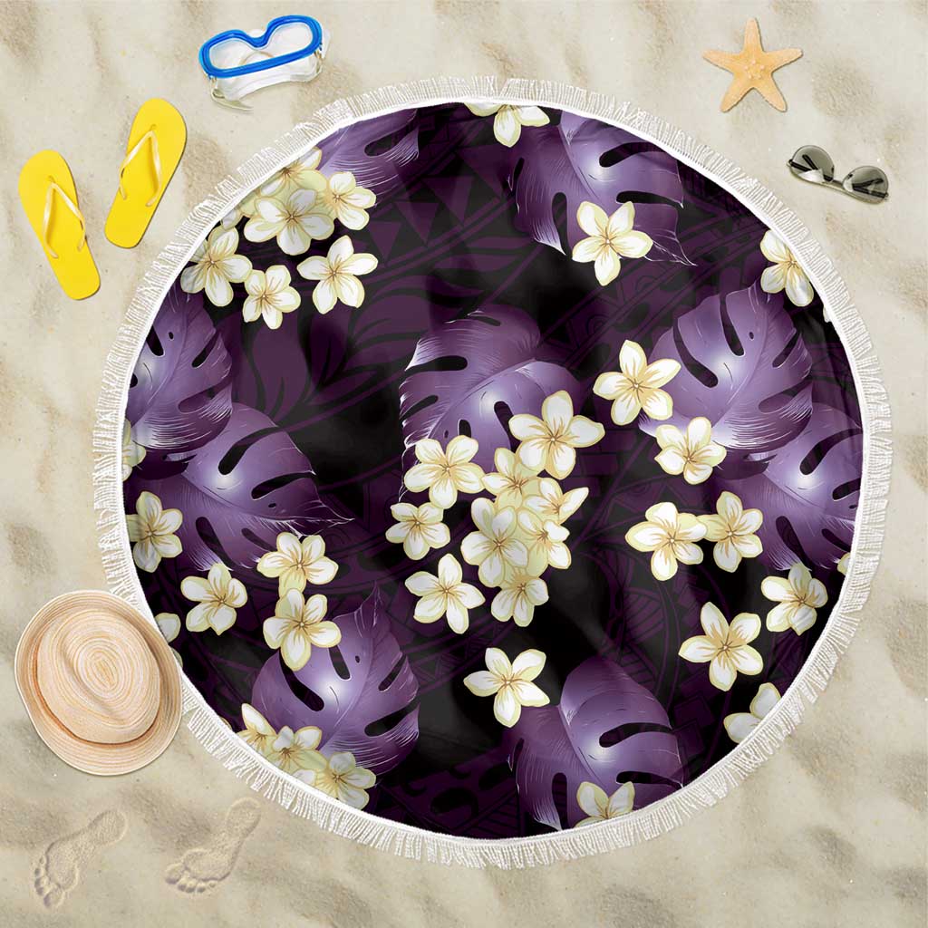 Purple Tropical Hawaii Beach Blanket Seamless Monstera Plumeria Hawaiian Pattern - Polynesian Pride