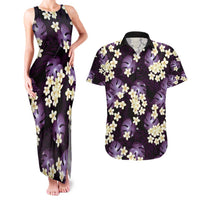 Purple Tropical Hawaii Couples Matching Tank Maxi Dress and Hawaiian Shirt Seamless Monstera Plumeria Hawaiian Pattern LT14 Purple - Polynesian Pride