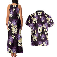 Purple Tropical Hawaii Couples Matching Tank Maxi Dress and Hawaiian Shirt Seamless Monstera Plumeria Hawaiian Pattern LT14 - Polynesian Pride