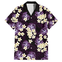 Purple Tropical Hawaii Family Matching Off The Shoulder Long Sleeve Dress and Hawaiian Shirt Seamless Monstera Plumeria Hawaiian Pattern LT14 Dad's Shirt - Short Sleeve Purple - Polynesian Pride