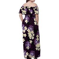Purple Tropical Hawaii Family Matching Off Shoulder Maxi Dress and Hawaiian Shirt Seamless Monstera Plumeria Hawaiian Pattern LT14 - Polynesian Pride