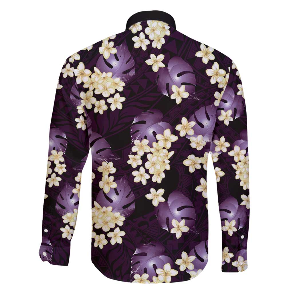 Purple Tropical Hawaii Family Matching Off Shoulder Short Dress and Hawaiian Shirt Seamless Monstera Plumeria Hawaiian Pattern LT14 - Polynesian Pride