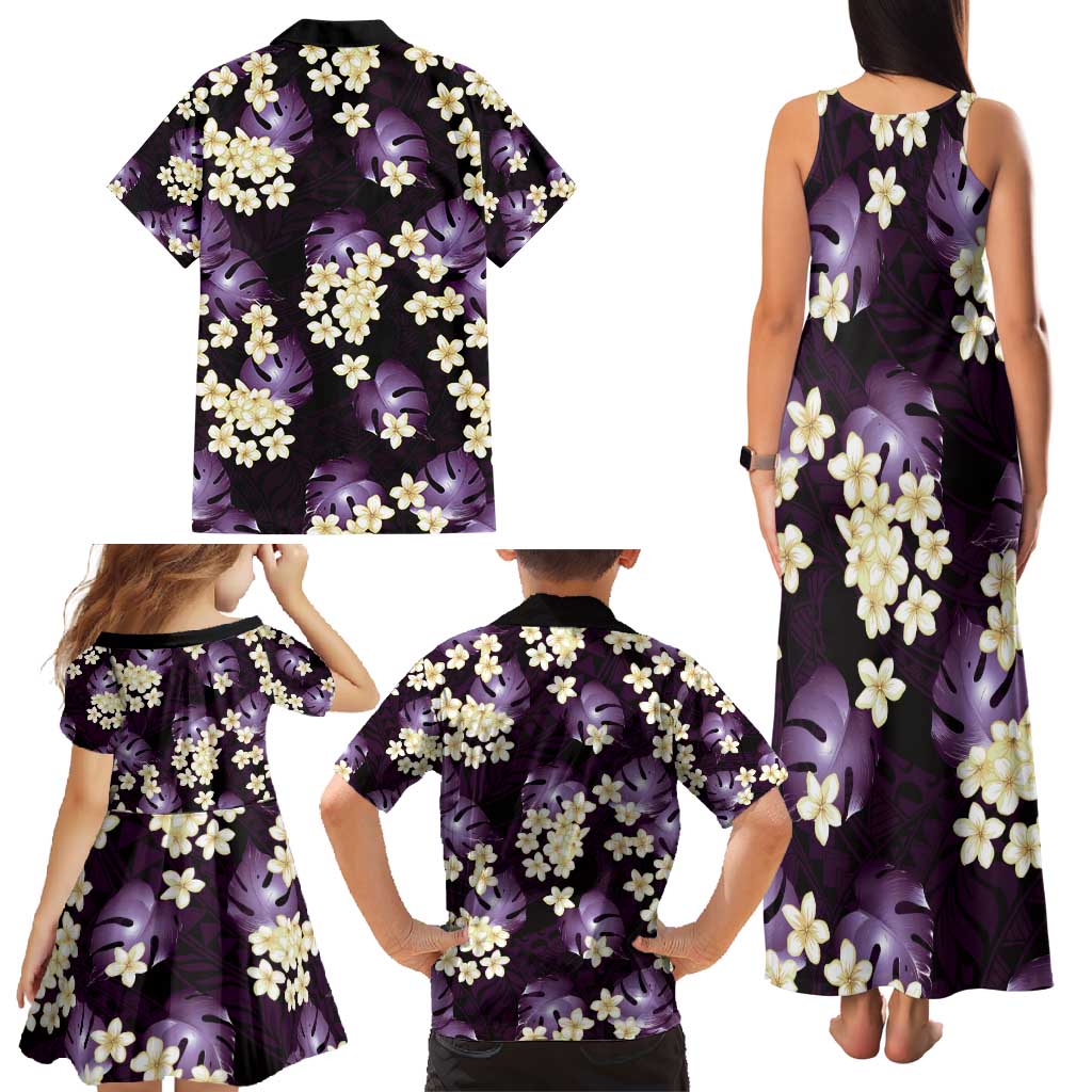 Purple Tropical Hawaii Family Matching Tank Maxi Dress and Hawaiian Shirt Seamless Monstera Plumeria Hawaiian Pattern LT14 - Polynesian Pride