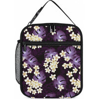 Purple Tropical Hawaii Lunch Bag Seamless Monstera Plumeria Hawaiian Pattern