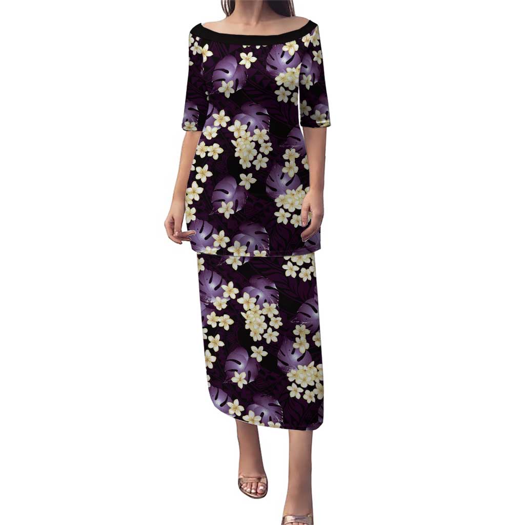 Purple Tropical Hawaii Puletasi Seamless Monstera Plumeria Hawaiian Pattern - Polynesian Pride