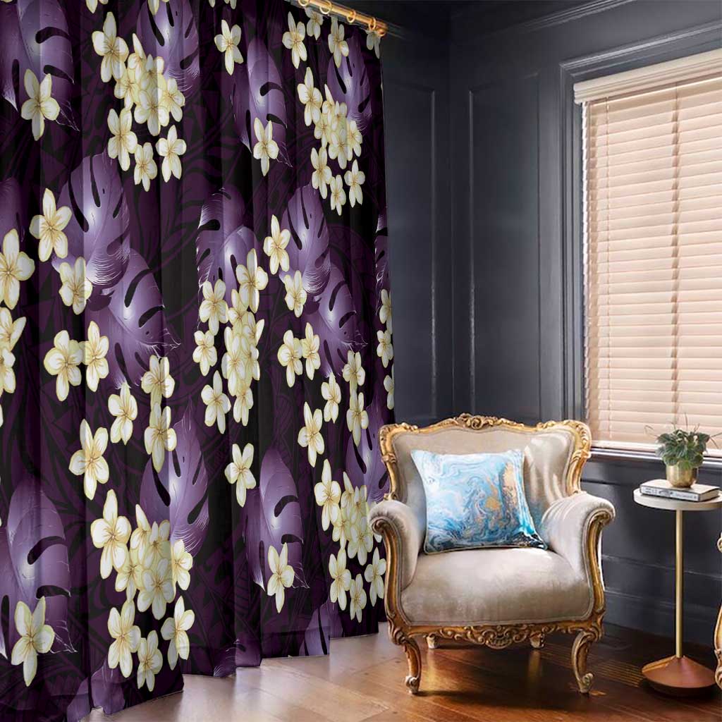 Purple Tropical Hawaii Window Curtain Seamless Monstera Plumeria Hawaiian Pattern - Polynesian Pride
