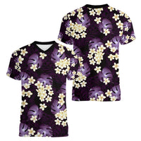 Purple Tropical Hawaii Women V-Neck T-Shirt Seamless Monstera Plumeria Hawaiian Pattern LT14 - Polynesian Pride