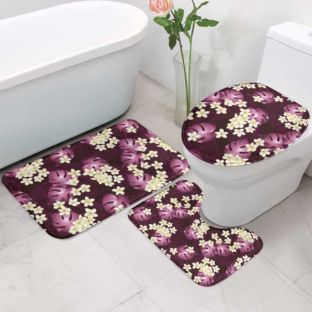 Pink Tropical Hawaii Bathroom Set Seamless Monstera Plumeria Hawaiian Pattern LT14 - Polynesian Pride