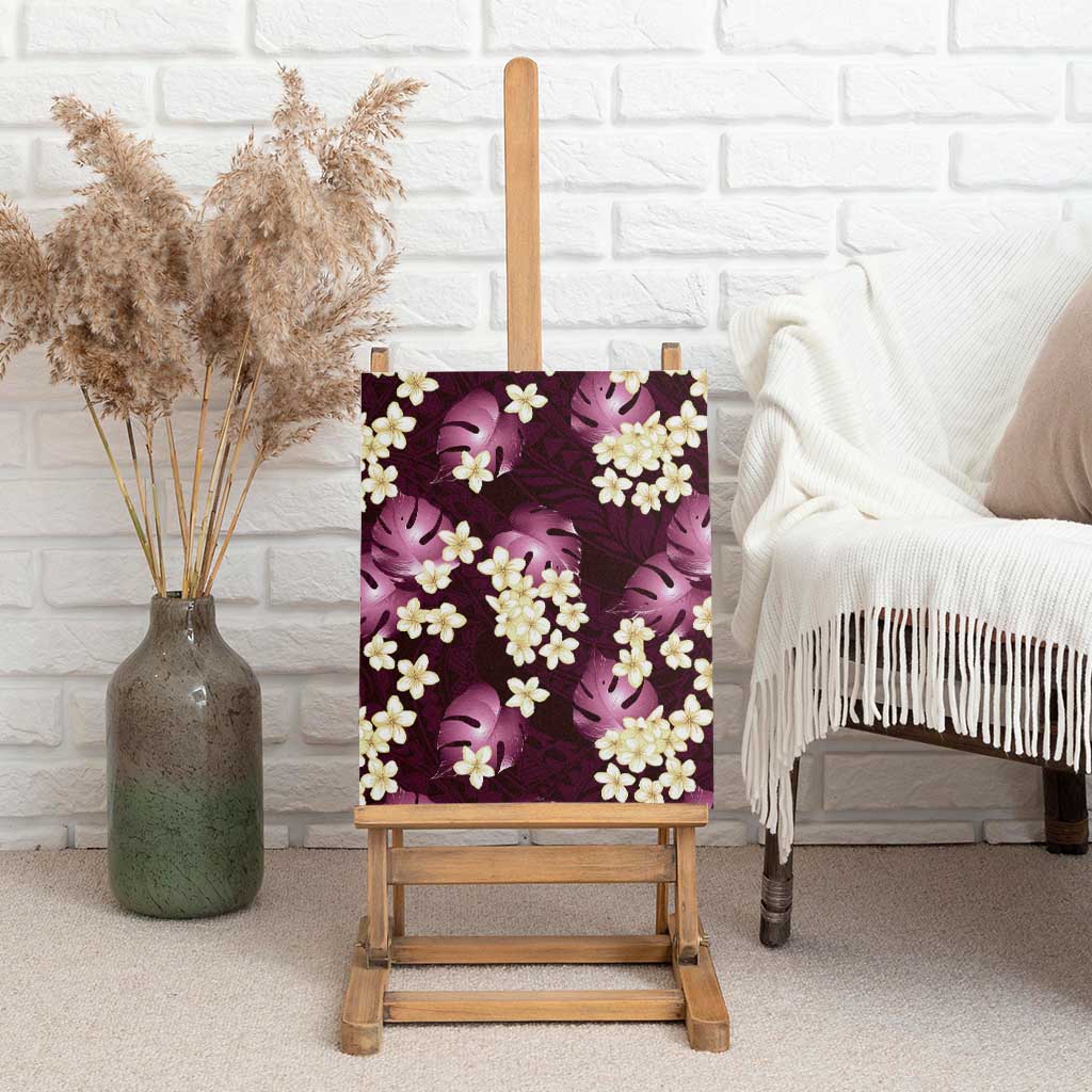 Pink Tropical Hawaii Canvas Wall Art Seamless Monstera Plumeria Hawaiian Pattern - Polynesian Pride