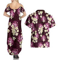 Pink Tropical Hawaii Couples Matching Summer Maxi Dress and Hawaiian Shirt Seamless Monstera Plumeria Hawaiian Pattern LT14 - Polynesian Pride