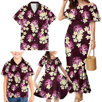 Pink Tropical Hawaii Family Matching Mermaid Dress and Hawaiian Shirt Seamless Monstera Plumeria Hawaiian Pattern LT14 - Polynesian Pride