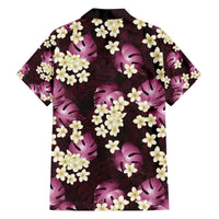 Pink Tropical Hawaii Family Matching Off The Shoulder Long Sleeve Dress and Hawaiian Shirt Seamless Monstera Plumeria Hawaiian Pattern LT14 - Polynesian Pride