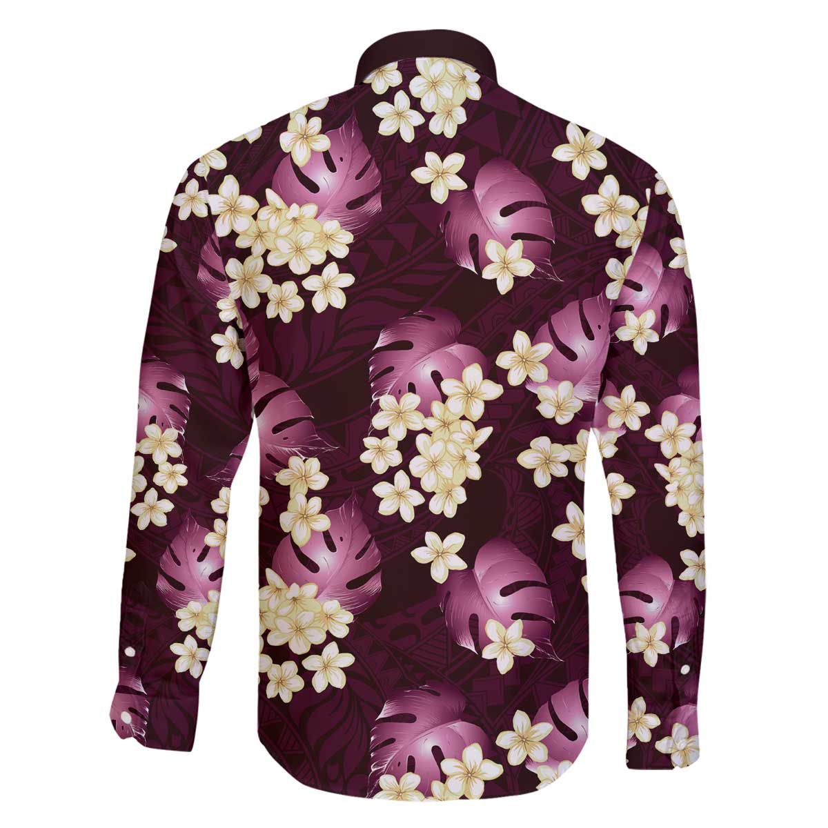 Pink Tropical Hawaii Family Matching Off The Shoulder Long Sleeve Dress and Hawaiian Shirt Seamless Monstera Plumeria Hawaiian Pattern LT14 - Polynesian Pride
