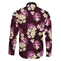 Pink Tropical Hawaii Family Matching Off The Shoulder Long Sleeve Dress and Hawaiian Shirt Seamless Monstera Plumeria Hawaiian Pattern LT14 - Polynesian Pride