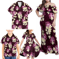 Pink Tropical Hawaii Family Matching Off Shoulder Maxi Dress and Hawaiian Shirt Seamless Monstera Plumeria Hawaiian Pattern LT14 - Polynesian Pride