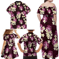 Pink Tropical Hawaii Family Matching Off Shoulder Maxi Dress and Hawaiian Shirt Seamless Monstera Plumeria Hawaiian Pattern LT14 - Polynesian Pride