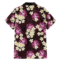 Pink Tropical Hawaii Family Matching Off Shoulder Maxi Dress and Hawaiian Shirt Seamless Monstera Plumeria Hawaiian Pattern LT14 - Polynesian Pride